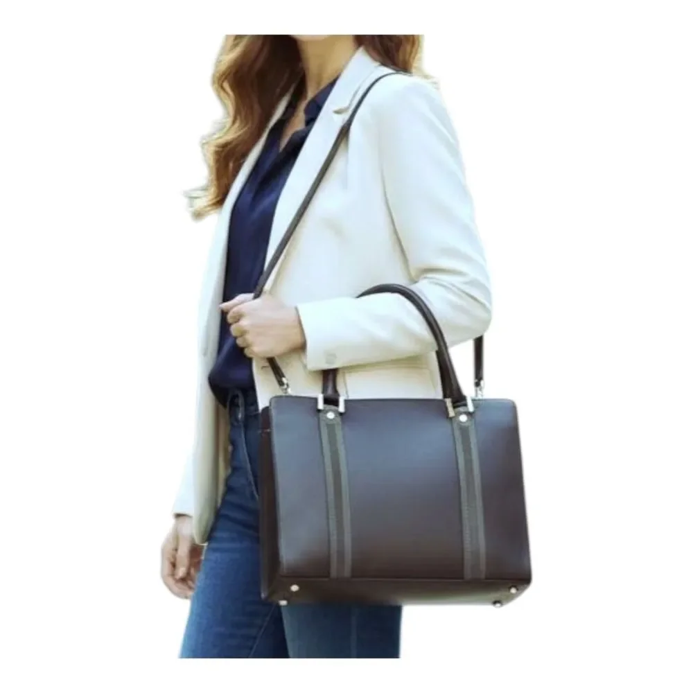 Alberta Di Canio Satchel Made in Italy Black Leather Purse with Gray Suede Trim